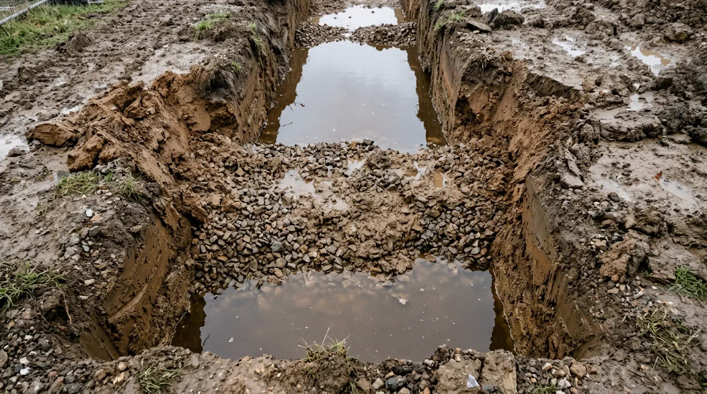 Раскуроченный участок после неудачного дренажа